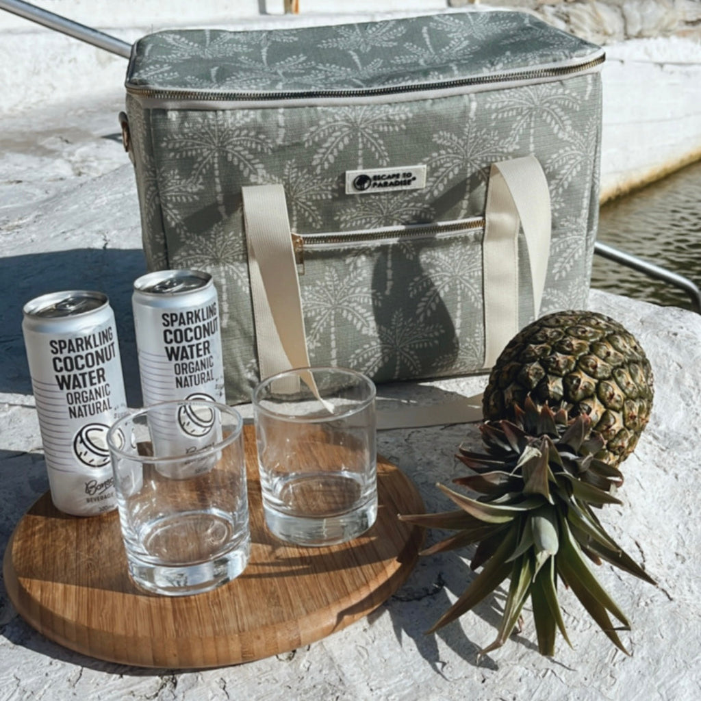 Bolso Enfriador Grande para Playa - Palmas Cabana Verde Salvia