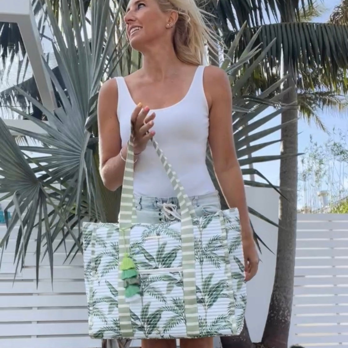 Bolso de Playa Grande a Rayas - Estilo Sumatra