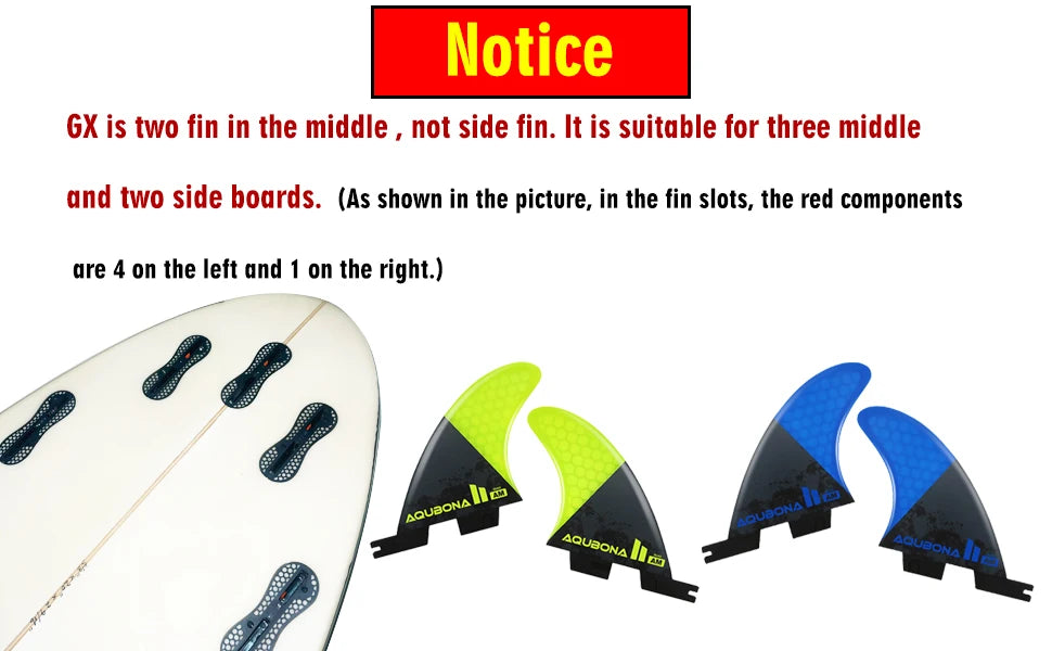 AQUBONA Fiberglass Honeycomb Surfboard Fin Thruster Surf Fin or Quad Set Single Tab or Dual Tab S/M/L Size With Key and Screws