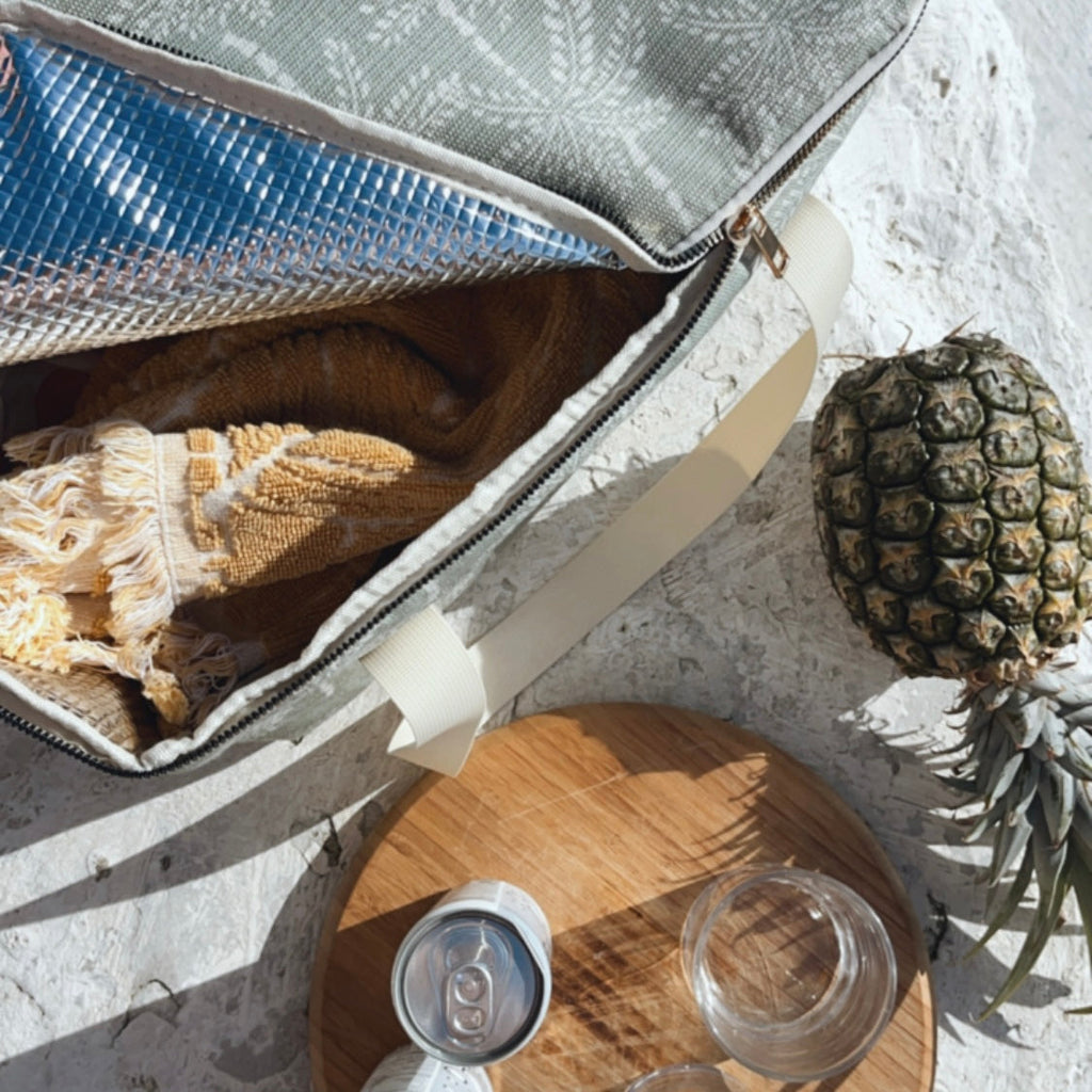 Bolso Enfriador Grande para Playa - Palmas Cabana Verde Salvia