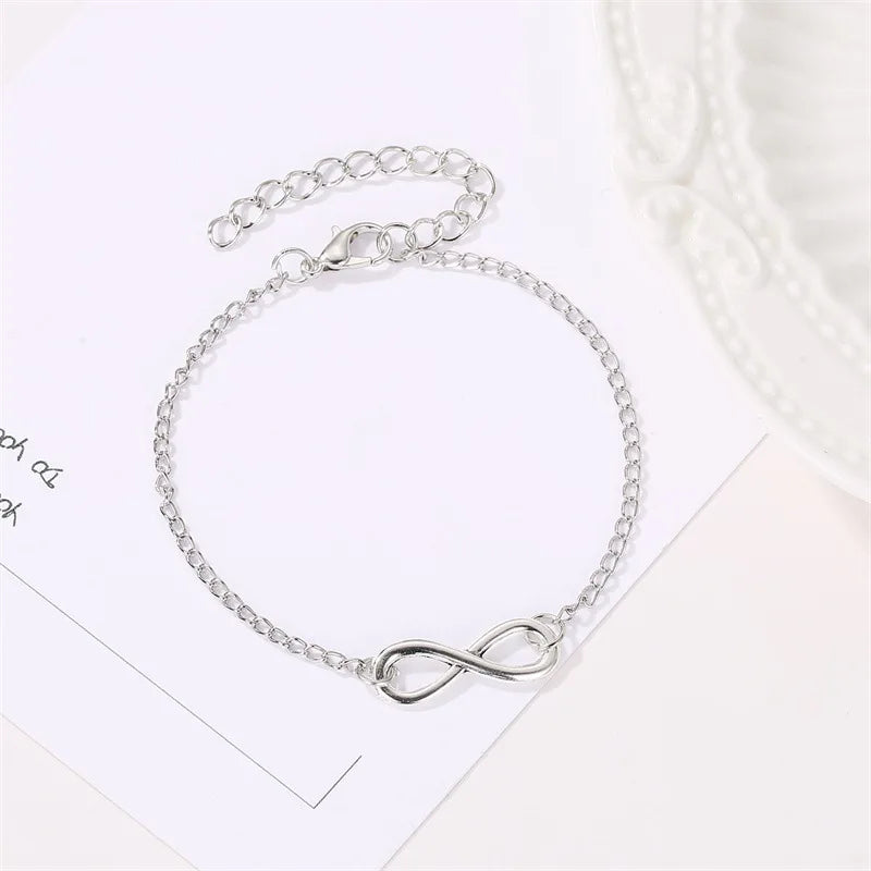 L040 Hot Minimalist Punk Vintage Bijoux Fashion Charm Infinity 8 Bracelets For Women Gift Men Chain Tiny Bangles Cheap Jewelry