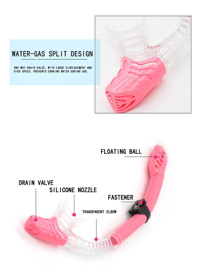 QYQ Diving mask Professional Snorkel Diving Mask and Snorkels Goggles Glasses Diving Swimming Easy Breath Tube Set Snorkel Mask
