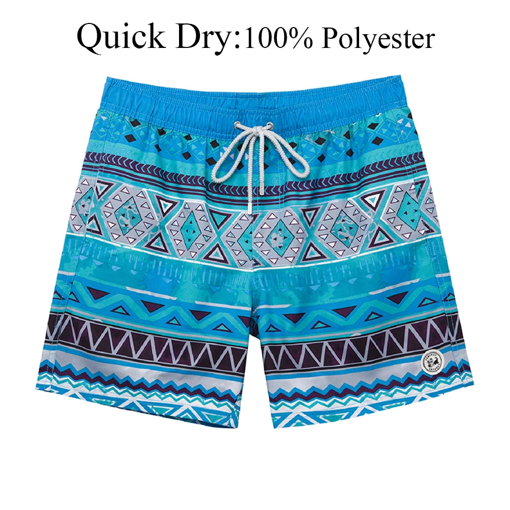 SURFCUZ Mens Swim Shorts Striped Quick Dry Beach Board Shorts with Mesh Lining Summer Male Swimwear Swimming Trunks for Men