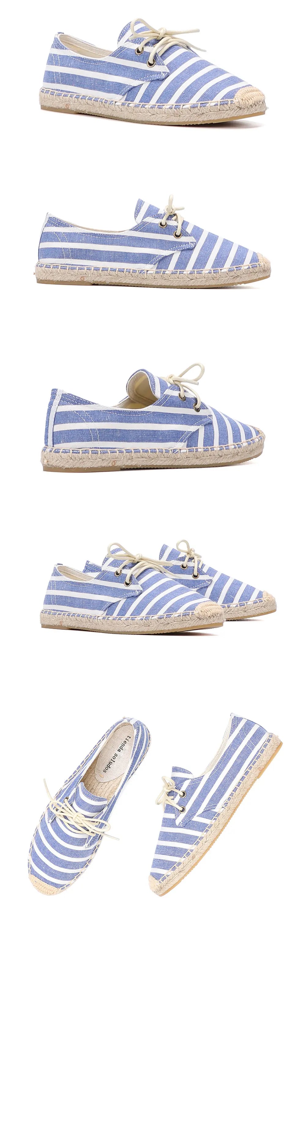 Womens Espadrilles Shoes 2022round Toe Flat Platform Rushed Cotton Fabric Rubber Lace-up Zapatillas Mujer Casual Sapatos