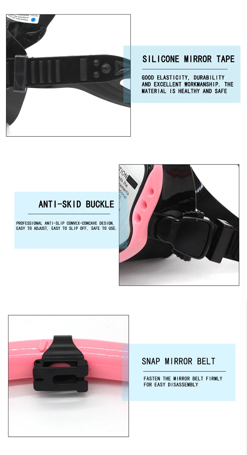 QYQ Diving mask Professional Snorkel Diving Mask and Snorkels Goggles Glasses Diving Swimming Easy Breath Tube Set Snorkel Mask