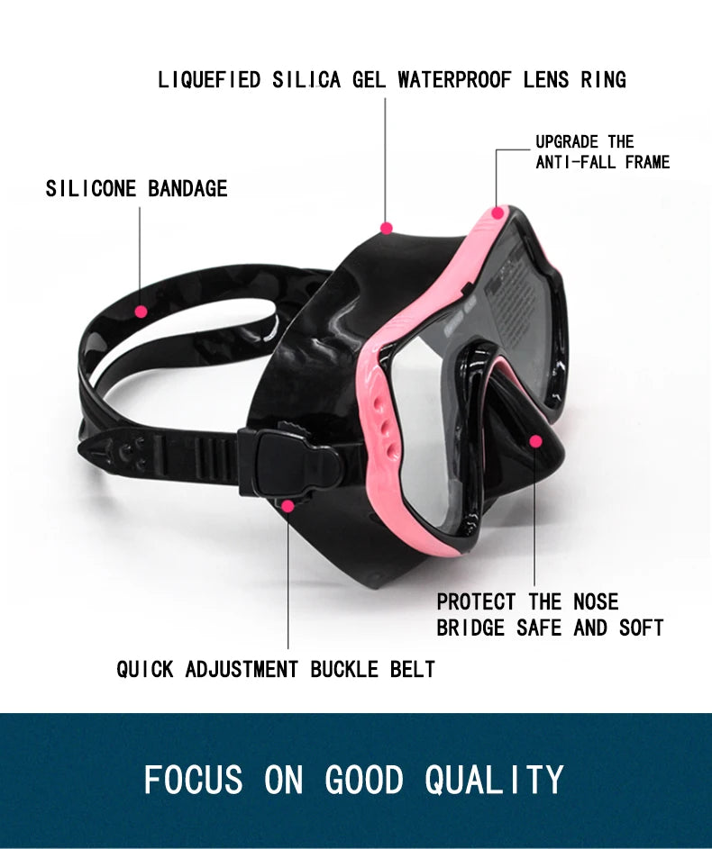 QYQ Diving mask Professional Snorkel Diving Mask and Snorkels Goggles Glasses Diving Swimming Easy Breath Tube Set Snorkel Mask