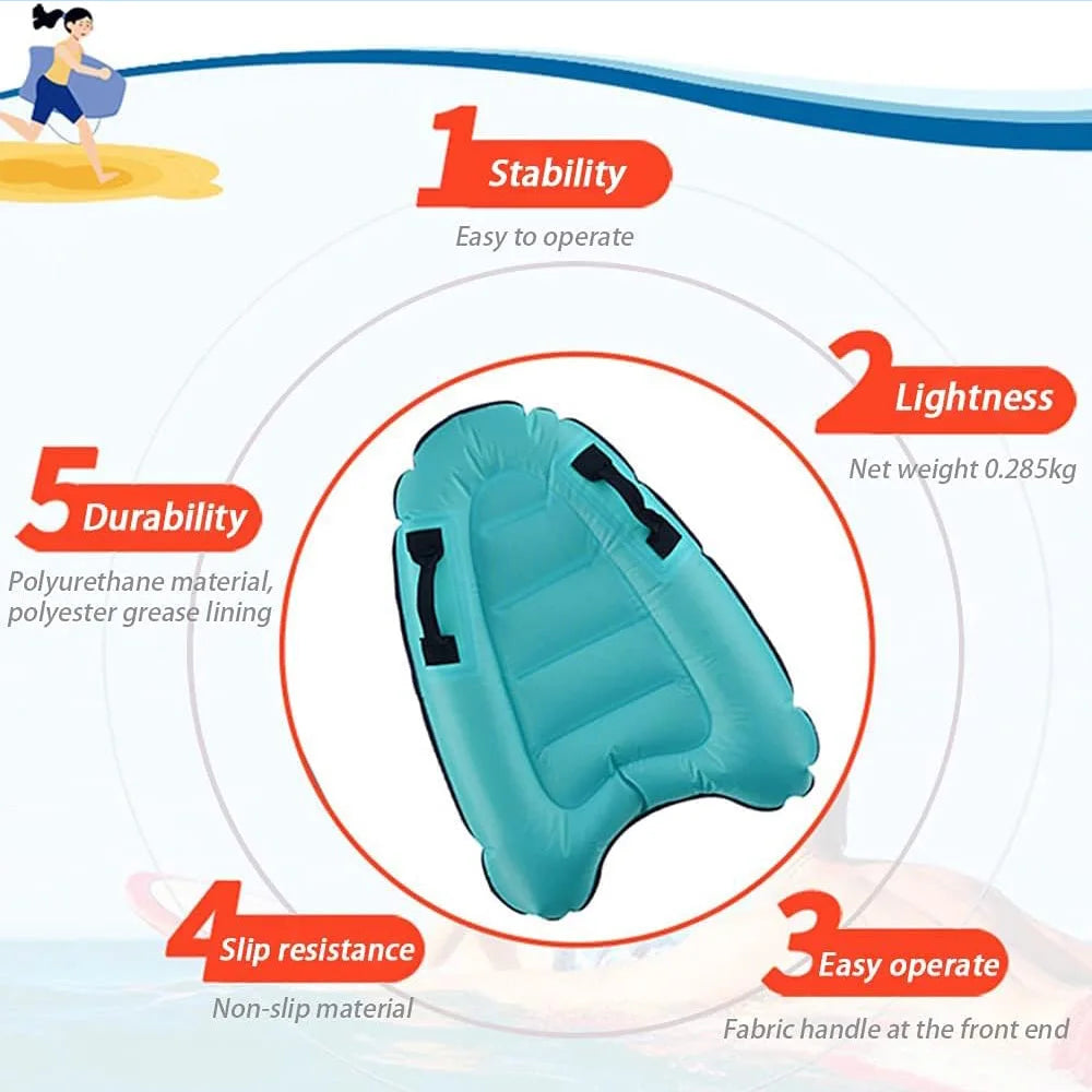 1pc Inflatable Surfboard With Handle For Beach Surfing Swimming Floating Row