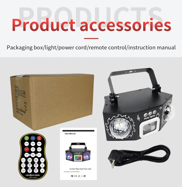 DJ Disco Laser Projection Strobe Light RGB LED Party Lights with DMX Voice Remote Control Bar Holiday Live Show Decor Lighting