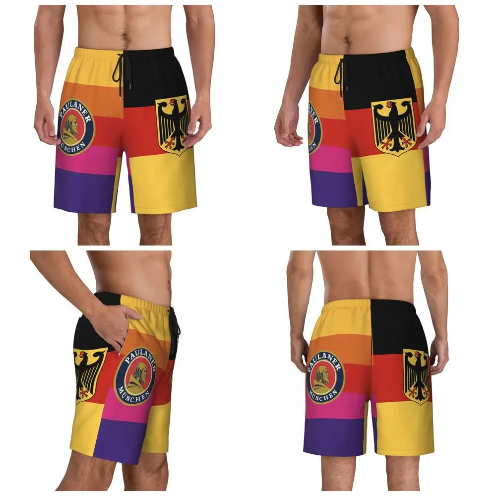 Male Board Shorts Paulaner Spezi Casual Beach Trunks Germany Soda Drink Sports Fitness High Quality Plus Size Beach Short Pants
