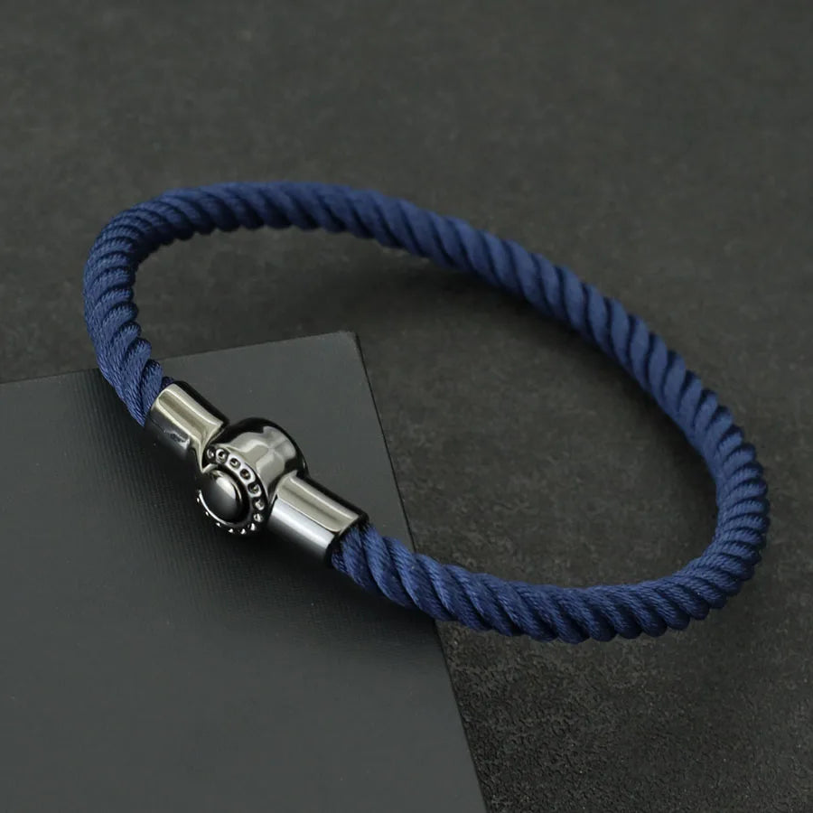 Noter New Nautical Bracelet For Men Creative Black Magnet Buckle Rope Braslet Fabric Wrap Braclet Gifts For Him Pulsera Hombre