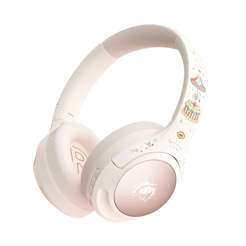 Girls Active Noise Cancelling Wireless Bluetooth Over-Ear Headphones, Memory Foam Ear Cups,100H Playtime,Kids Headset with Mic