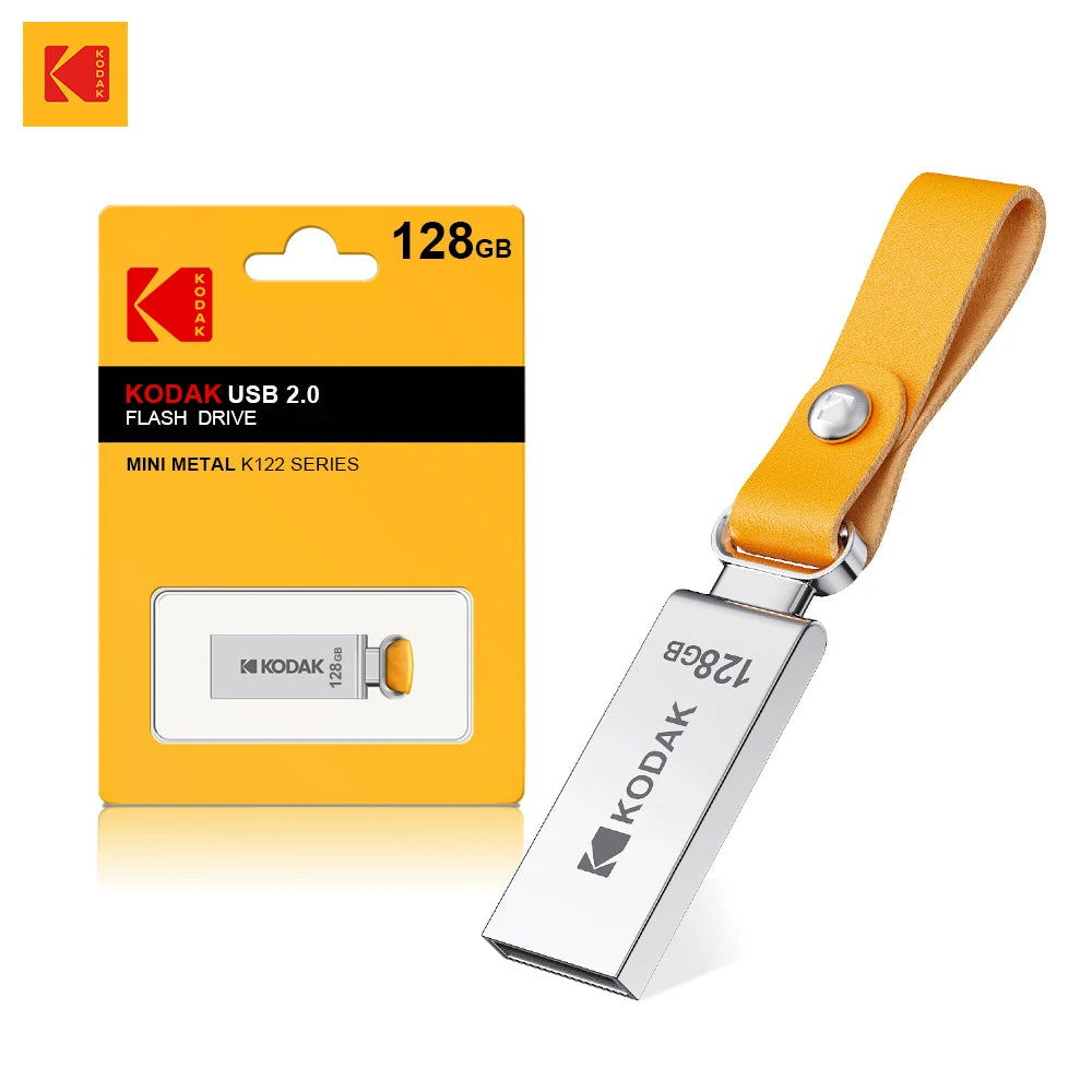 KODAK Mini USB Flash Drive USB Pendrive U Disk Memory Stick 128GB 64GB 32GB USB Storage Key for PC with Leather Band Gift