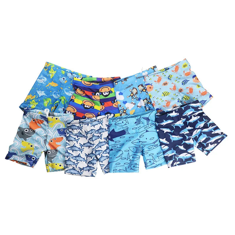 2023 Summer Children Beach Shorts Boys Cartoon Pattern Swimsuit Board Shorts 1-9Years Kids Bathing Suit Swimwear Swimming Trunks