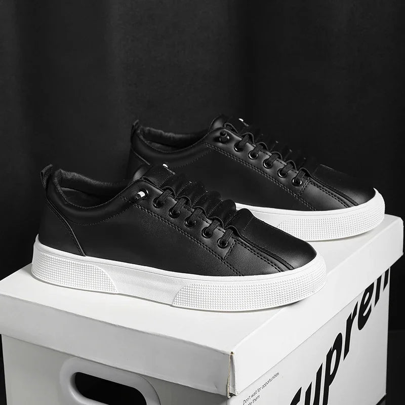 Men's Sneakers Casual Sports Shoes for Men Lightweight PU Leather Breathable Shoe Flat White Shoes Zapatillas Hombre