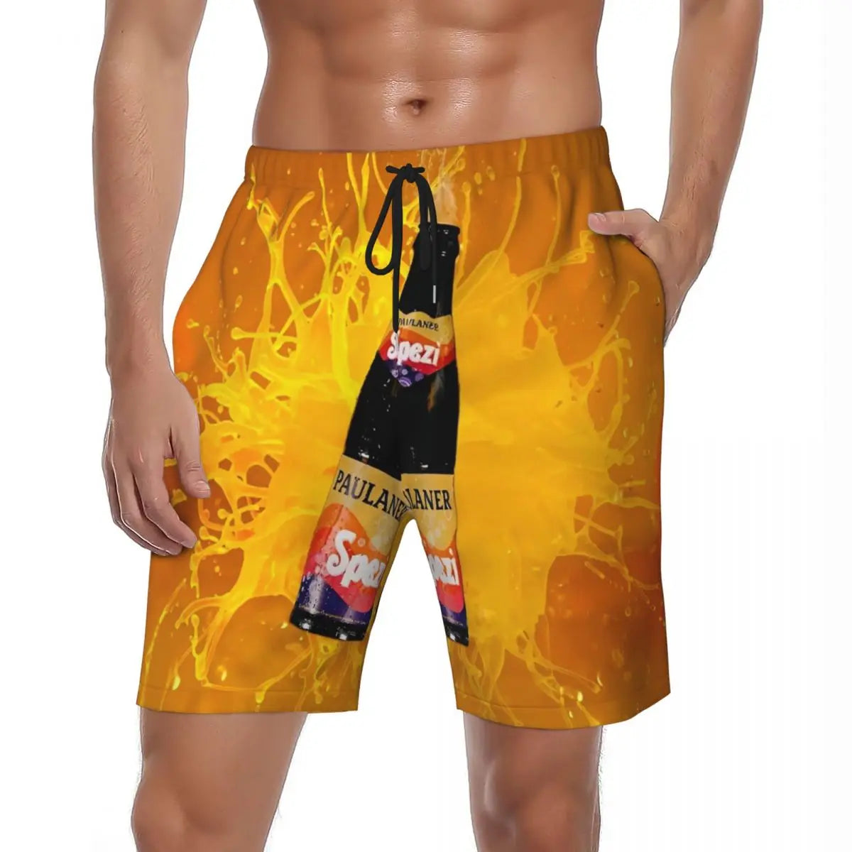 Male Board Shorts Paulaner Spezi Casual Beach Trunks Germany Soda Drink Sports Fitness High Quality Plus Size Beach Short Pants