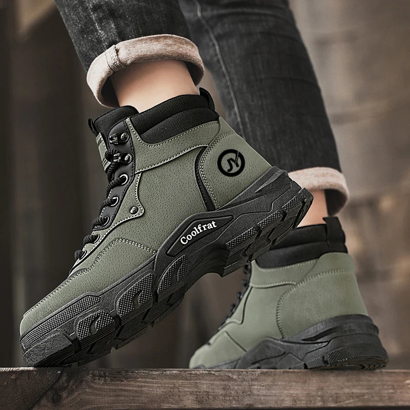 Fashion Mens Walking Sneakers Anti-slip Climbing Hiking Shoes Comfort Ankle Boots Work Boots High Top Jogging Casual Sport Shoes