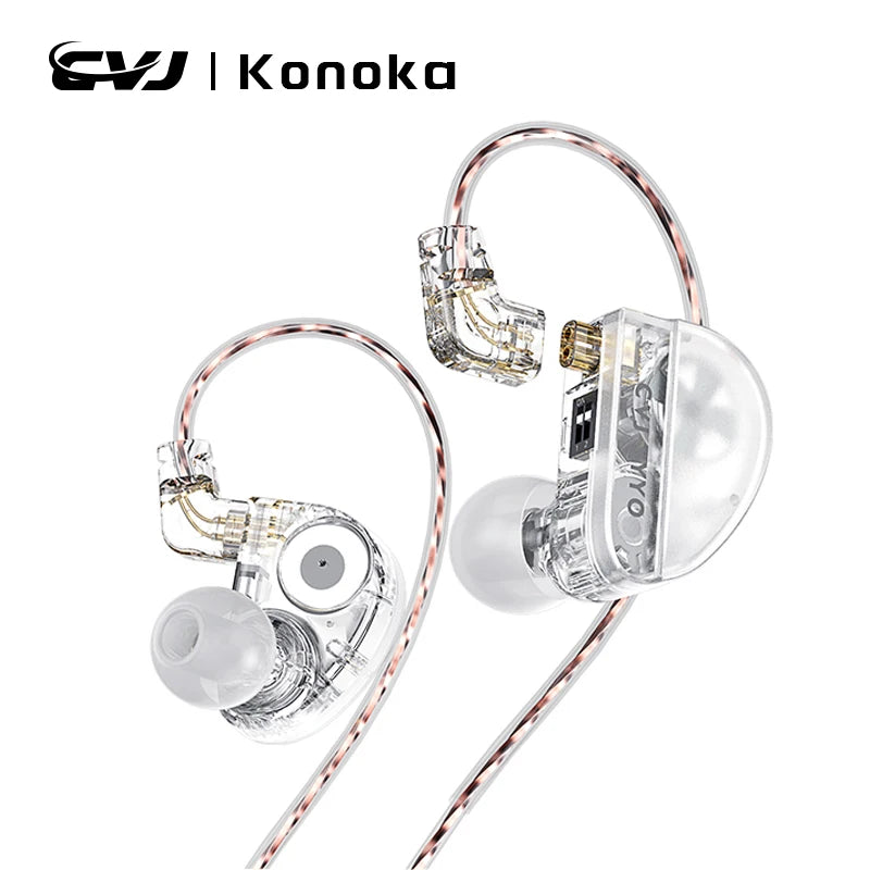 CVJ Konoka In-Ear Earphone With 3D Hifi Triple Hybrid (1DD + 1BA + 1Vibration Driver) Wired DJ Monitors Tuning Switch Headset