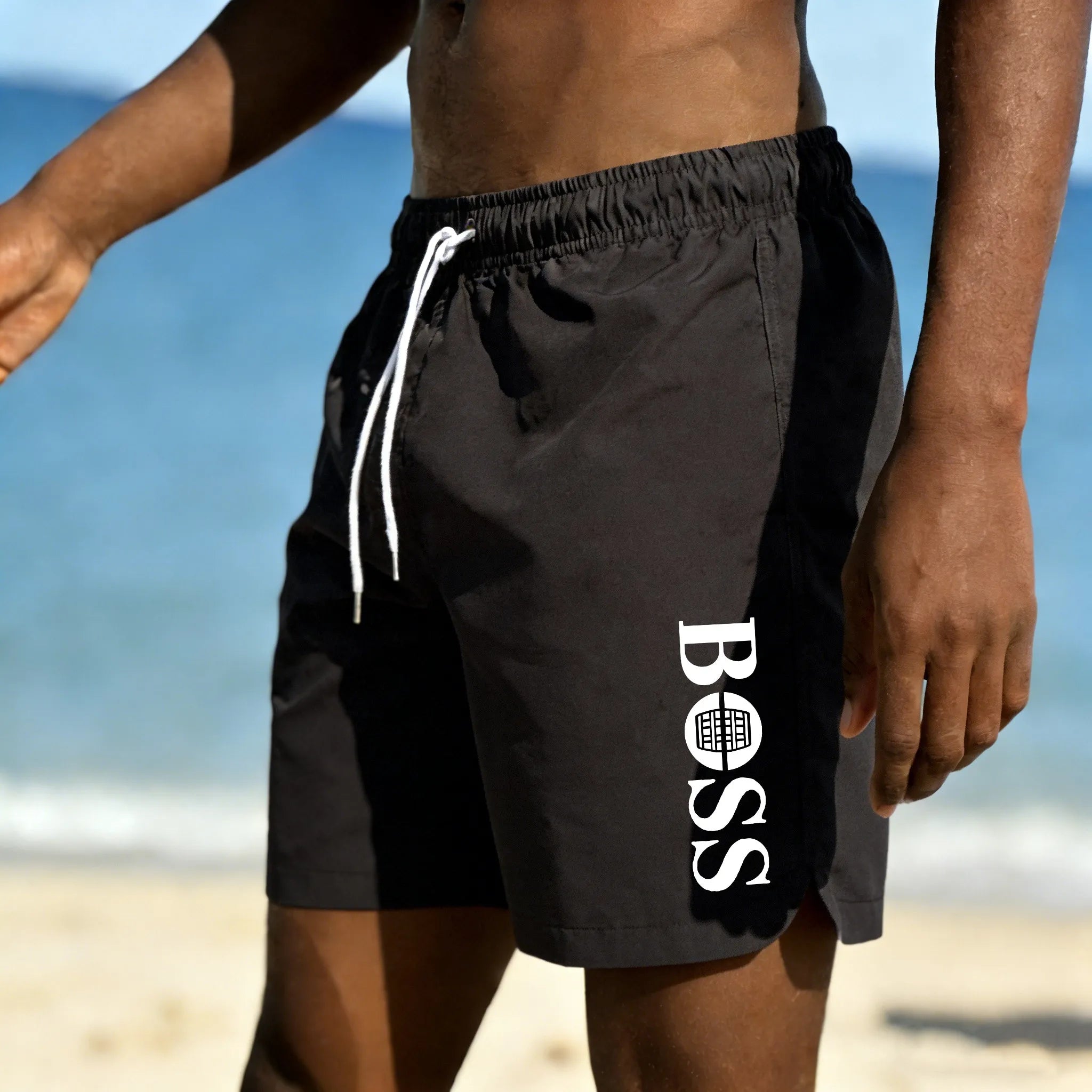 Men's Shorts 2025 Beach Trunks Summer Swim Gym Pants Quick Drying Swimming Homme Surf Ventilate Drawstring Fashion Casual Daily
