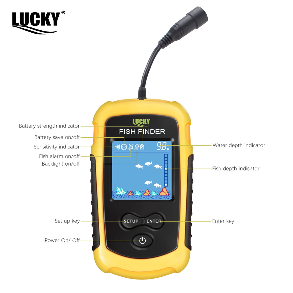 Portable Sonar Fish Detector FFC1108-1 - 100M Alarm 45° Coverage for Lake and Sea