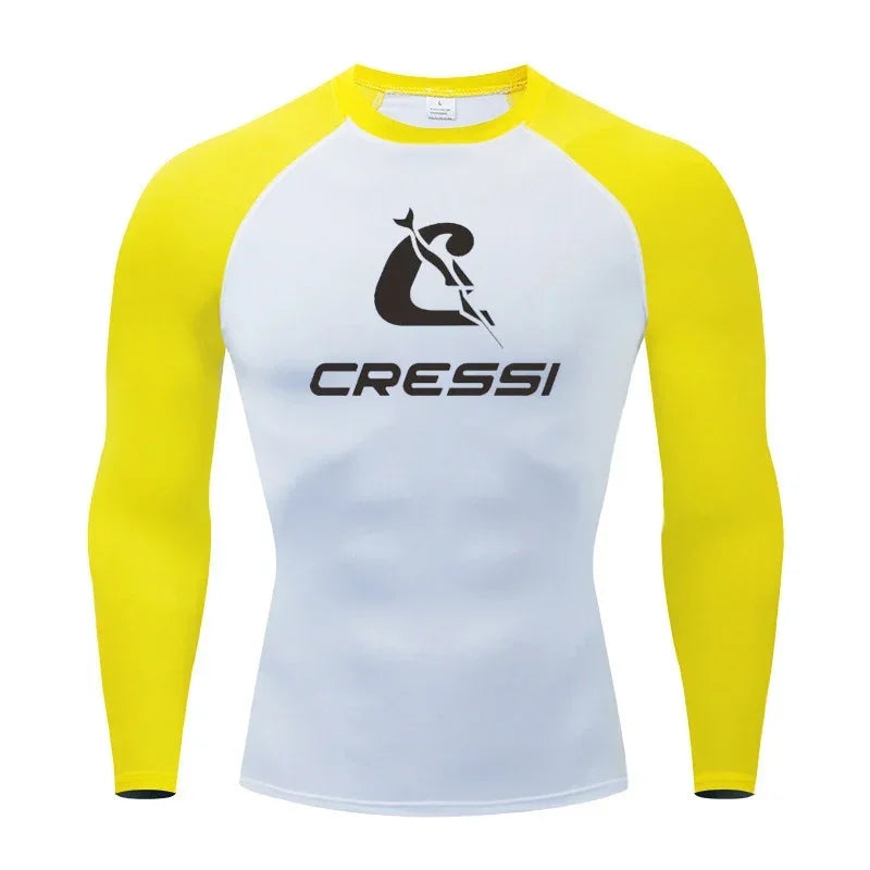 Men Surf Sunscreen Diving Suit Rash Protection t-Shirt Swimsuit Tight Short-Sleeved Swimming Floating UV Protection Diving Suit