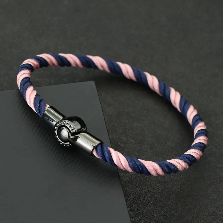 Noter New Nautical Bracelet For Men Creative Black Magnet Buckle Rope Braslet Fabric Wrap Braclet Gifts For Him Pulsera Hombre