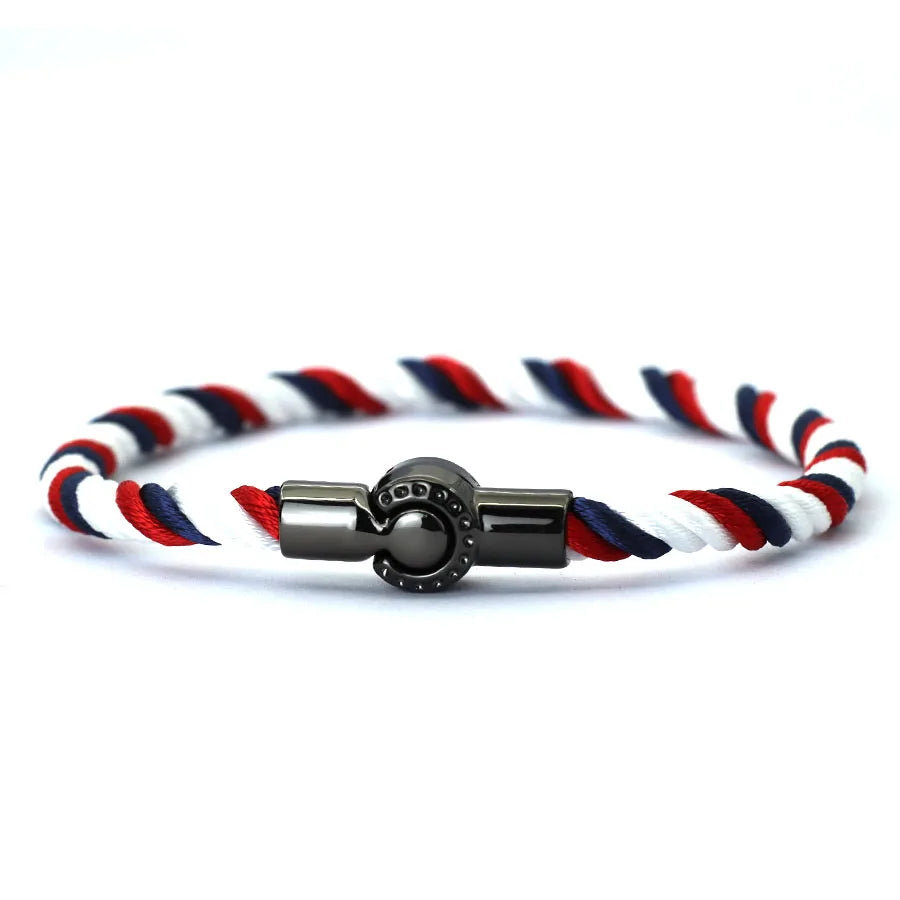 Noter New Nautical Bracelet For Men Creative Black Magnet Buckle Rope Braslet Fabric Wrap Braclet Gifts For Him Pulsera Hombre