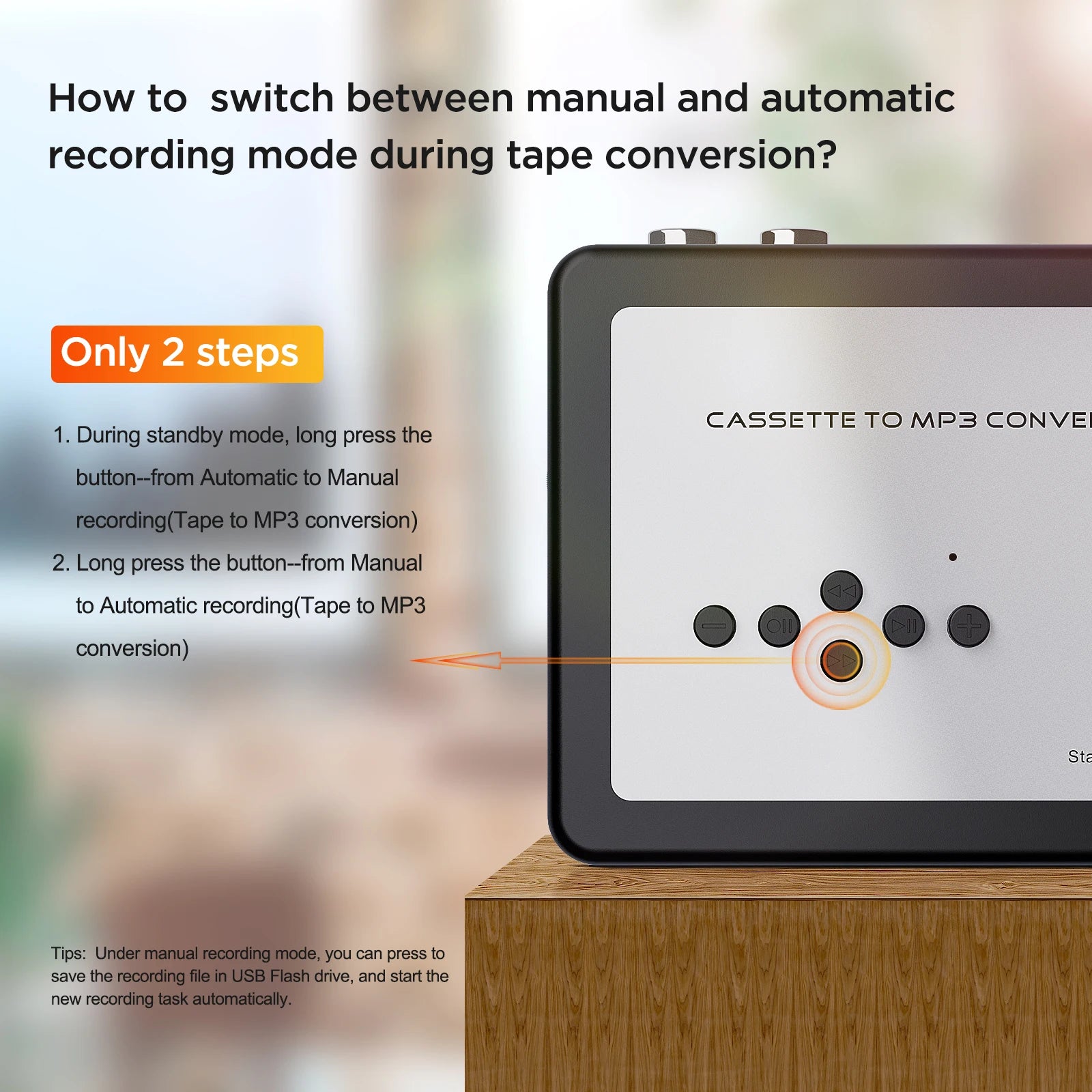 USB cassette drive, cassette tape drive can capture MP3 audio, convert cassette tape to MP3 format and save it to USB drive