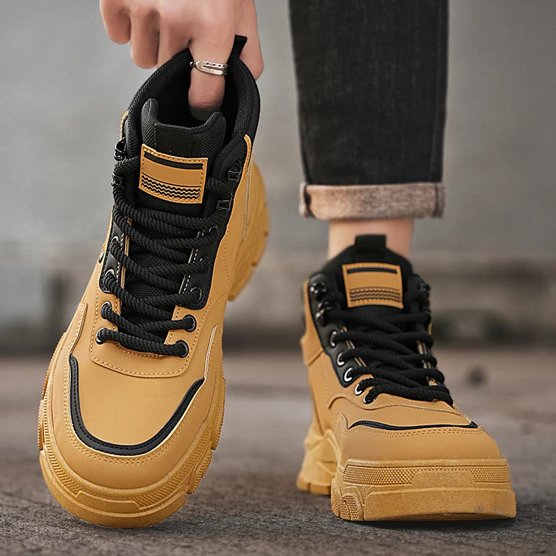 Fashion Mens Walking Sneakers Anti-slip Climbing Hiking Shoes Comfort Ankle Boots Work Boots High Top Jogging Casual Sport Shoes