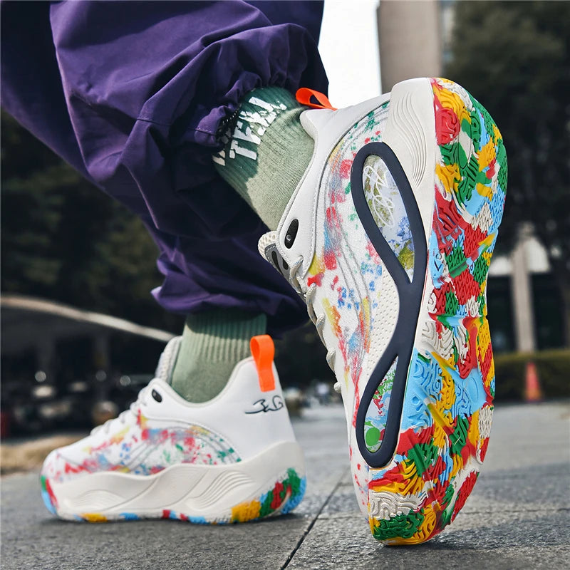 Men's Basketball Shoes Breathable Cushioning Non-Slip Wearable Runing Shoes Gym Training Athletic Basketball Sneakers for Women