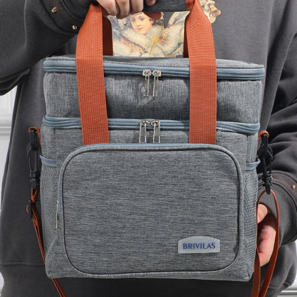 Fashion Crossbody Insulated Lunch Bag – Large Capacity Thermal Food Organizer for Business & Daily Use