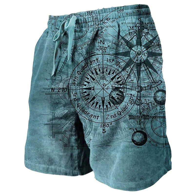 Summer Beach Shorts Compass 3D Print Men Women Holiday Casual Surfing Board Shorts Oversized Swimwear Trunks Kids Male Clothing
