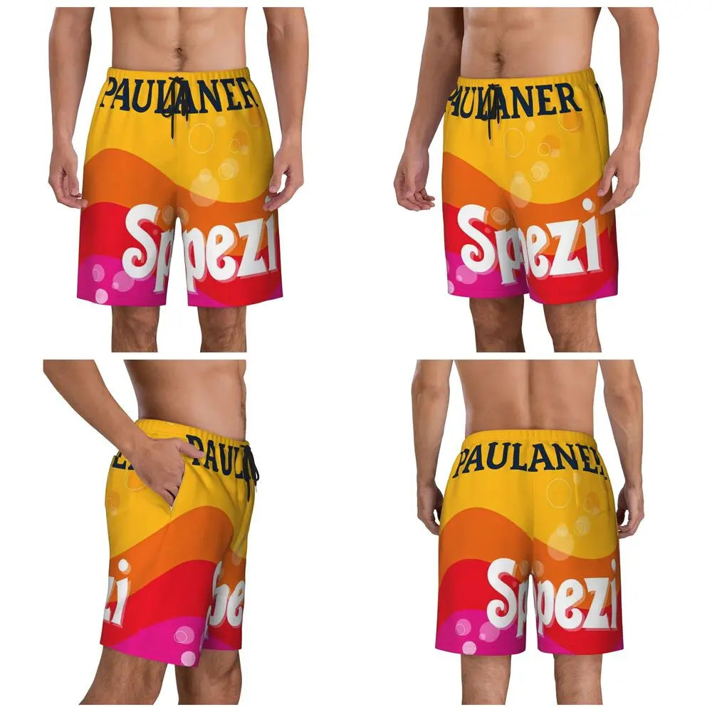 Male Board Shorts Paulaner Spezi Casual Beach Trunks Germany Soda Drink Sports Fitness High Quality Plus Size Beach Short Pants