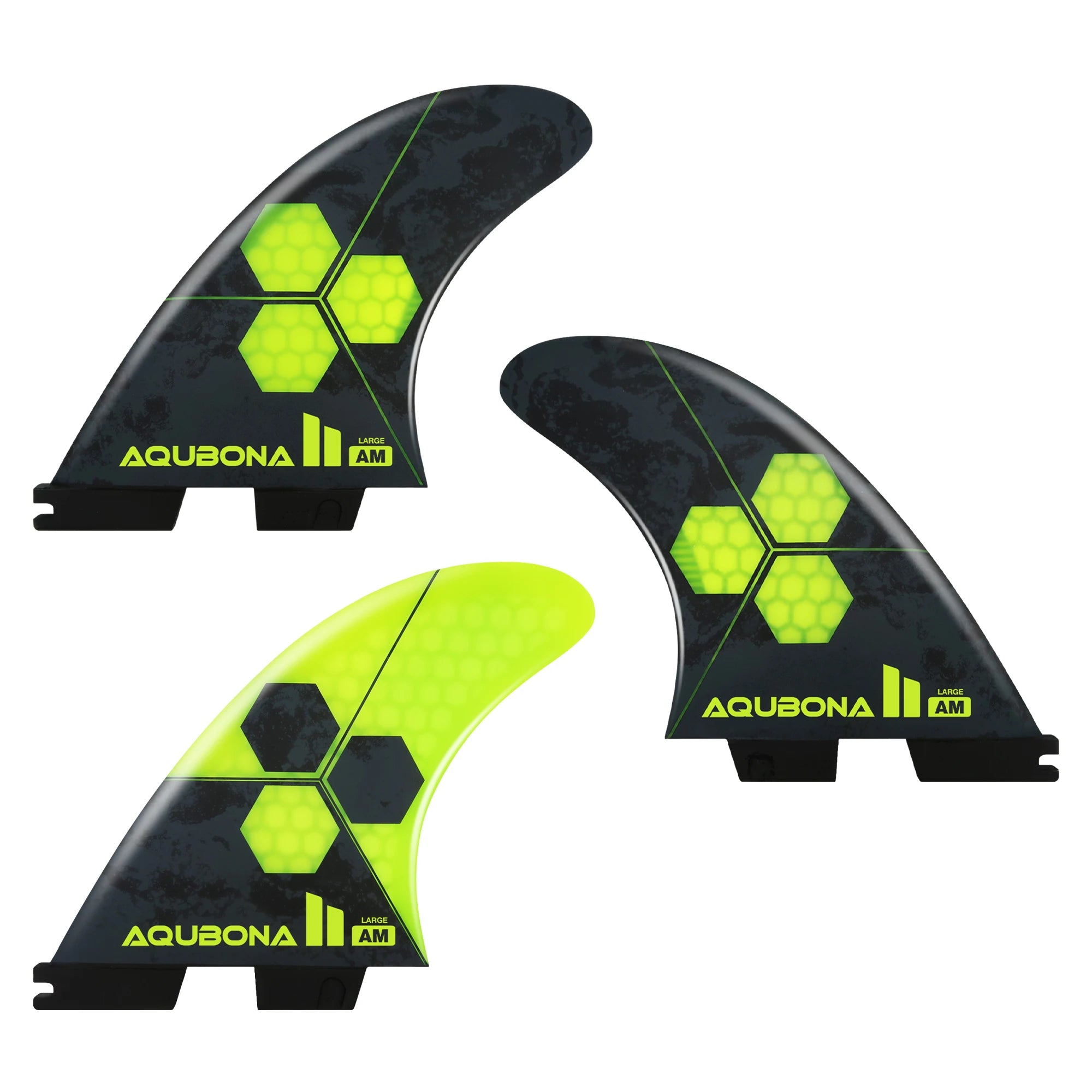 AQUBONA Fiberglass Honeycomb Surfboard Fin Thruster Surf Fin or Quad Set Single Tab or Dual Tab S/M/L Size With Key and Screws