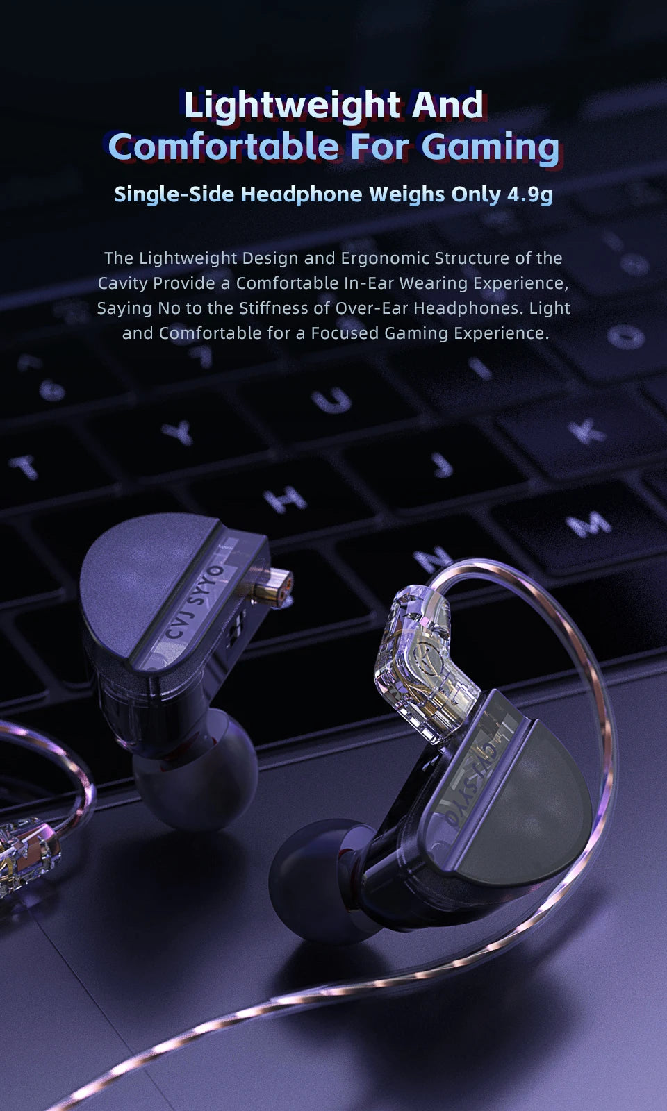 CVJ Konoka In-Ear Earphone With 3D Hifi Triple Hybrid (1DD + 1BA + 1Vibration Driver) Wired DJ Monitors Tuning Switch Headset