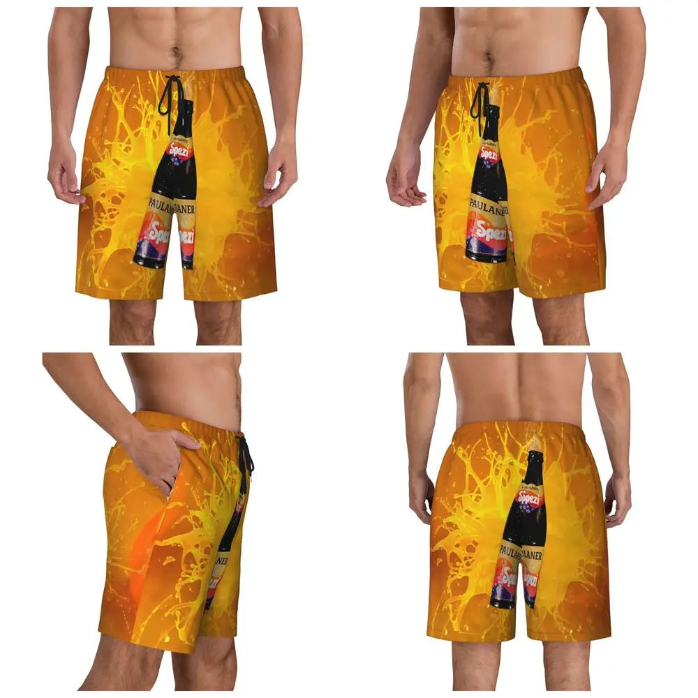 Male Board Shorts Paulaner Spezi Casual Beach Trunks Germany Soda Drink Sports Fitness High Quality Plus Size Beach Short Pants