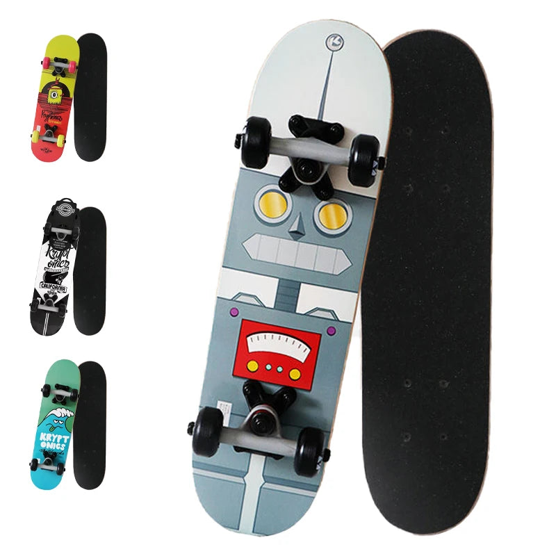 56cm Mini Skateboard Portable Maple Longboard Cartoon Wear-resistant Children Beginner Skateboard Scooter Toy Teenager Gift