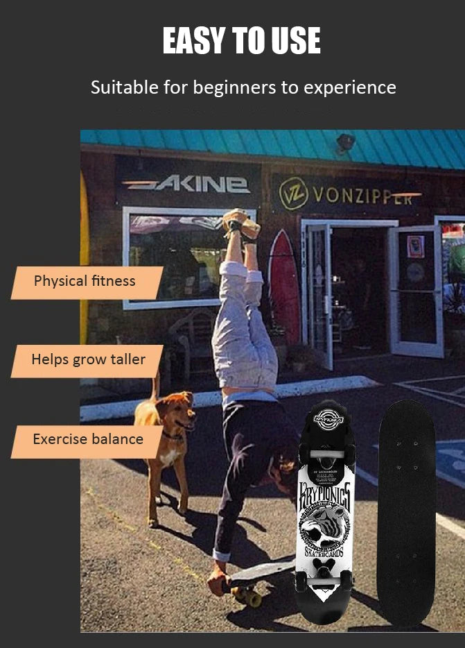 56cm Mini Skateboard Portable Maple Longboard Cartoon Wear-resistant Children Beginner Skateboard Scooter Toy Teenager Gift