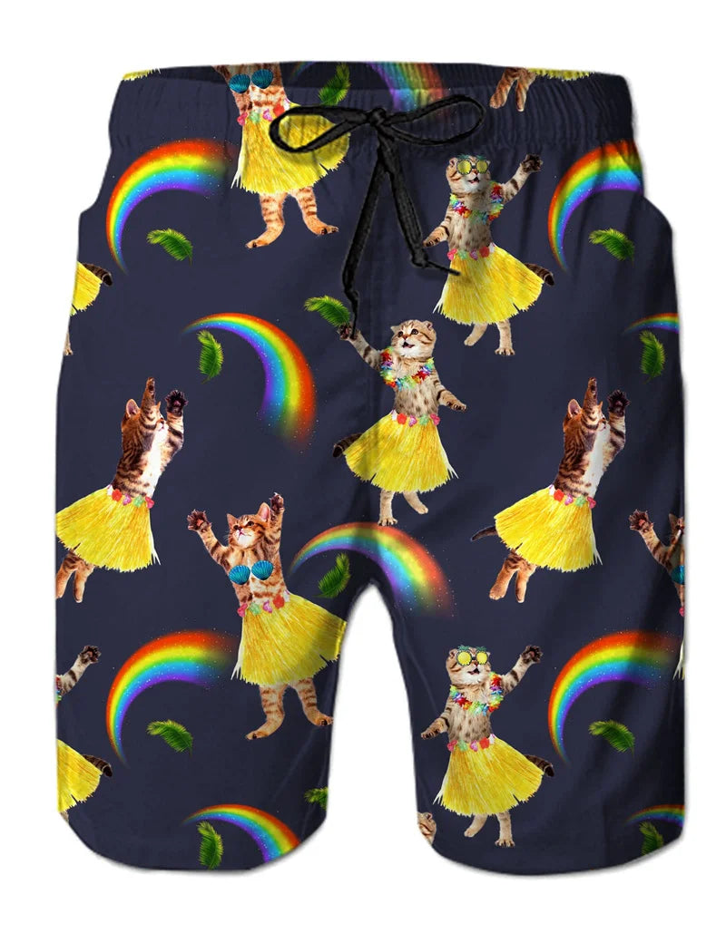 Funny Animal Dinosaur Beach Shorts Pants Men 3D Printing Surfing Board Shorts Summer Hawaii Swimsuit Swim Trunks Cool Ice Shorts