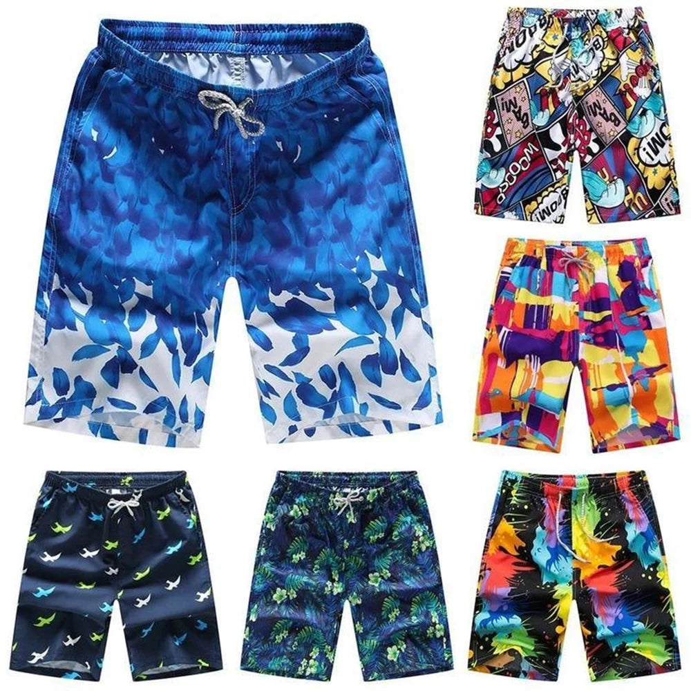 New Men's Swim Beach Shorts Summer Large Size Quick Dry Board Shorts Fashion Casual Drawstring Short Pants Hawaii Surf Shorts