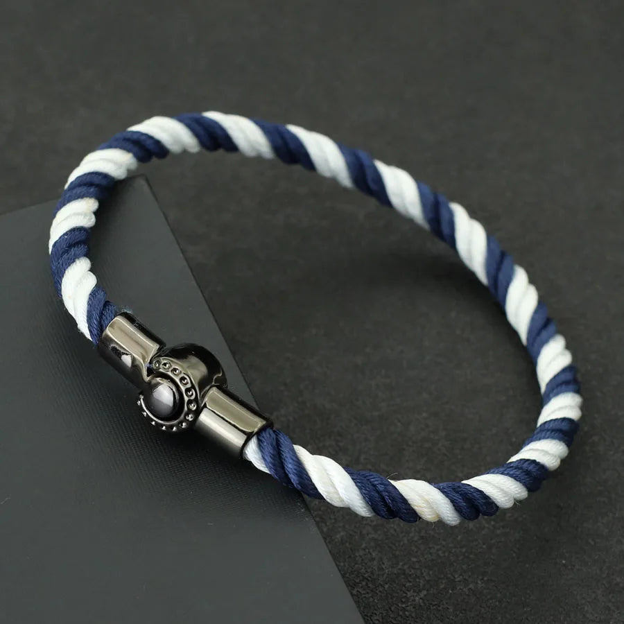 Noter New Nautical Bracelet For Men Creative Black Magnet Buckle Rope Braslet Fabric Wrap Braclet Gifts For Him Pulsera Hombre