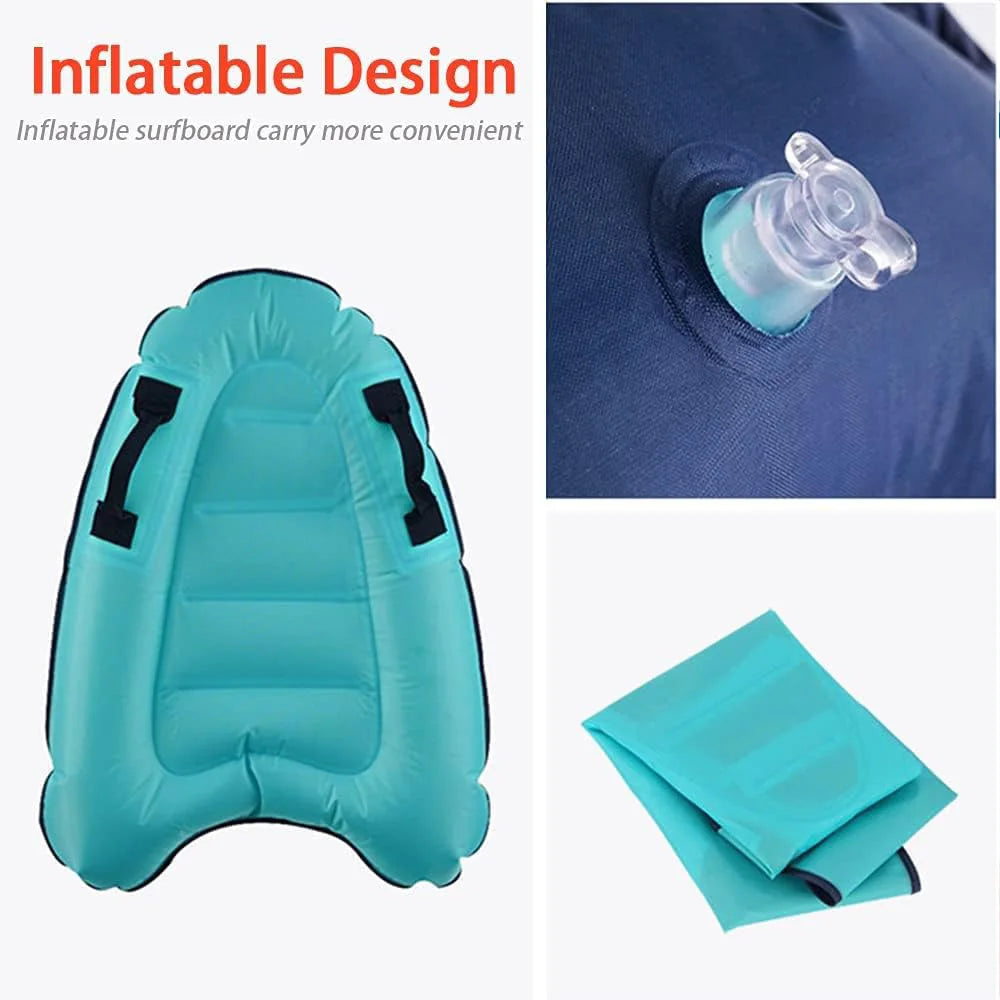 1pc Inflatable Surfboard With Handle For Beach Surfing Swimming Floating Row