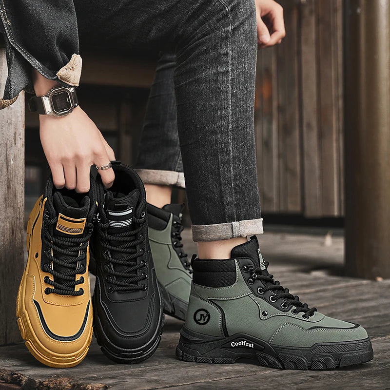 Fashion Mens Walking Sneakers Anti-slip Climbing Hiking Shoes Comfort Ankle Boots Work Boots High Top Jogging Casual Sport Shoes