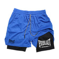 Men's compression gym shorts, EVERLAST printed sports pants, double layered, quick drying, basketball, muscle, fitness RL0365