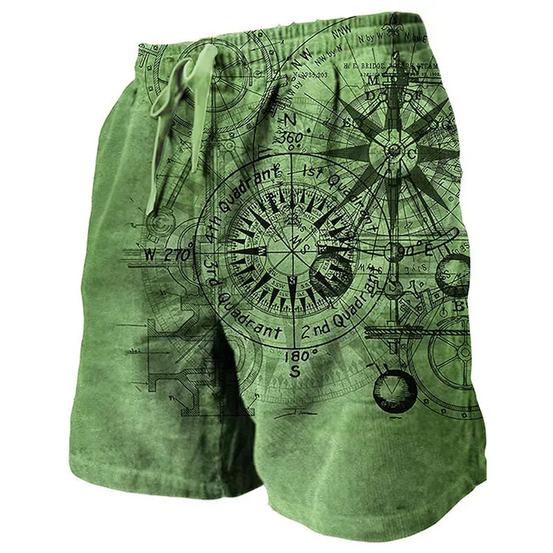 Summer Beach Shorts Compass 3D Print Men Women Holiday Casual Surfing Board Shorts Oversized Swimwear Trunks Kids Male Clothing