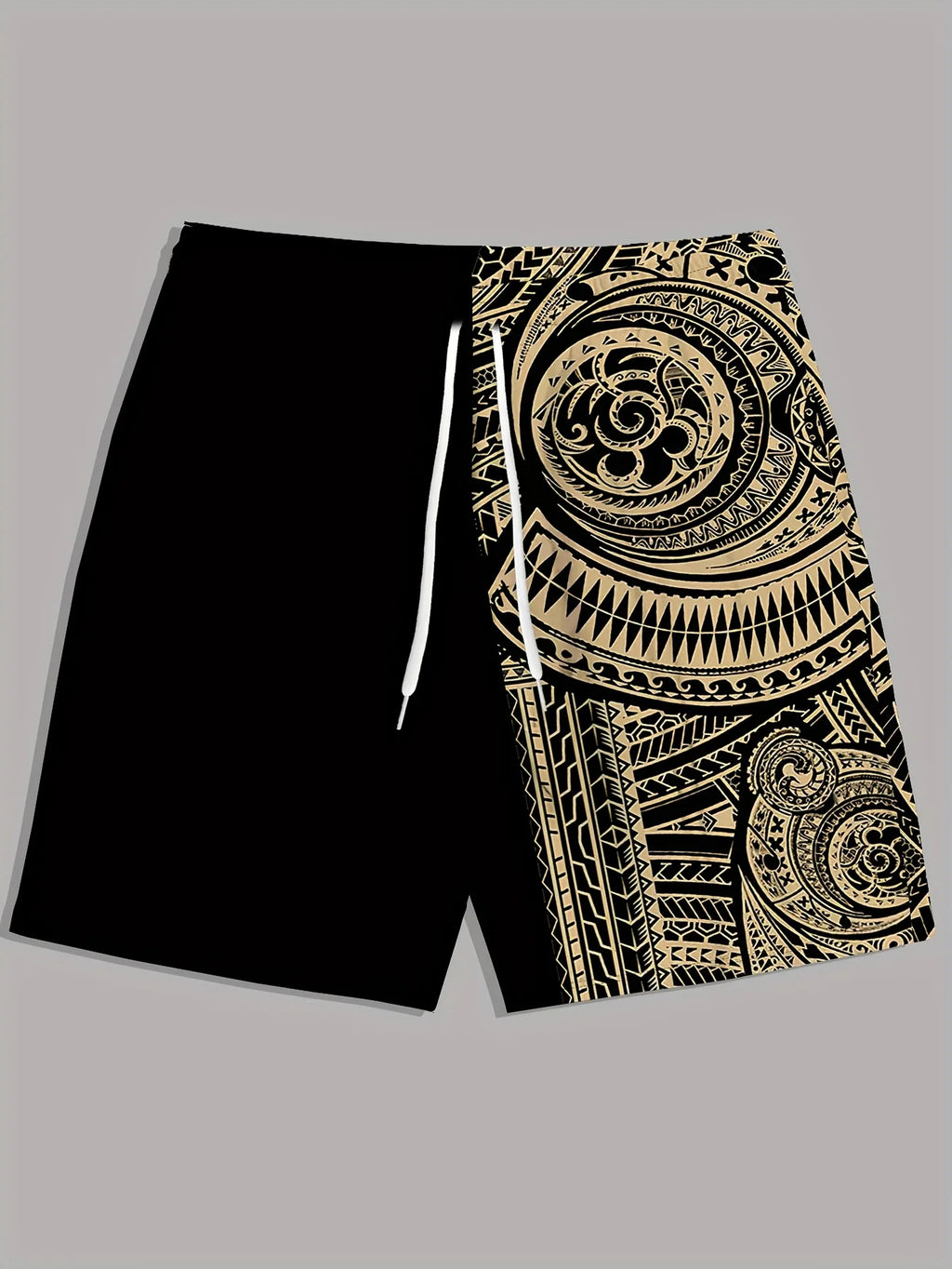 Ethnic Style Summer Men's Board Shorts  Retro Print Vacation Drawstring Swim Surf Shorts 3D Print Fashion Breathable Short Pants