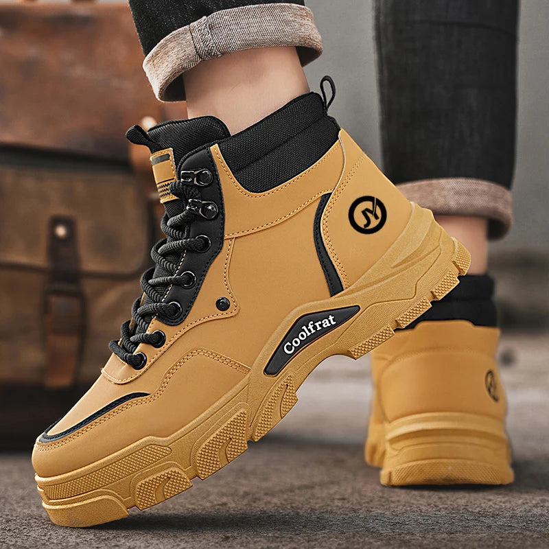 Fashion Mens Walking Sneakers Anti-slip Climbing Hiking Shoes Comfort Ankle Boots Work Boots High Top Jogging Casual Sport Shoes