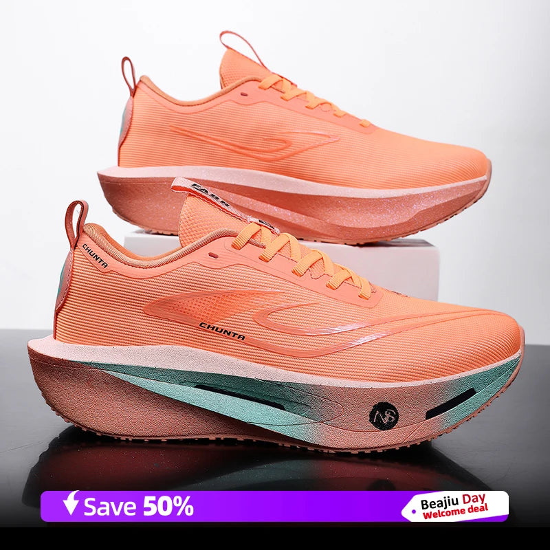  Running Shoes Men Carbon Plate Speciality Marathon Sports Breathable Lightweight Women's Comfortable Chunta Leisure Sneakers