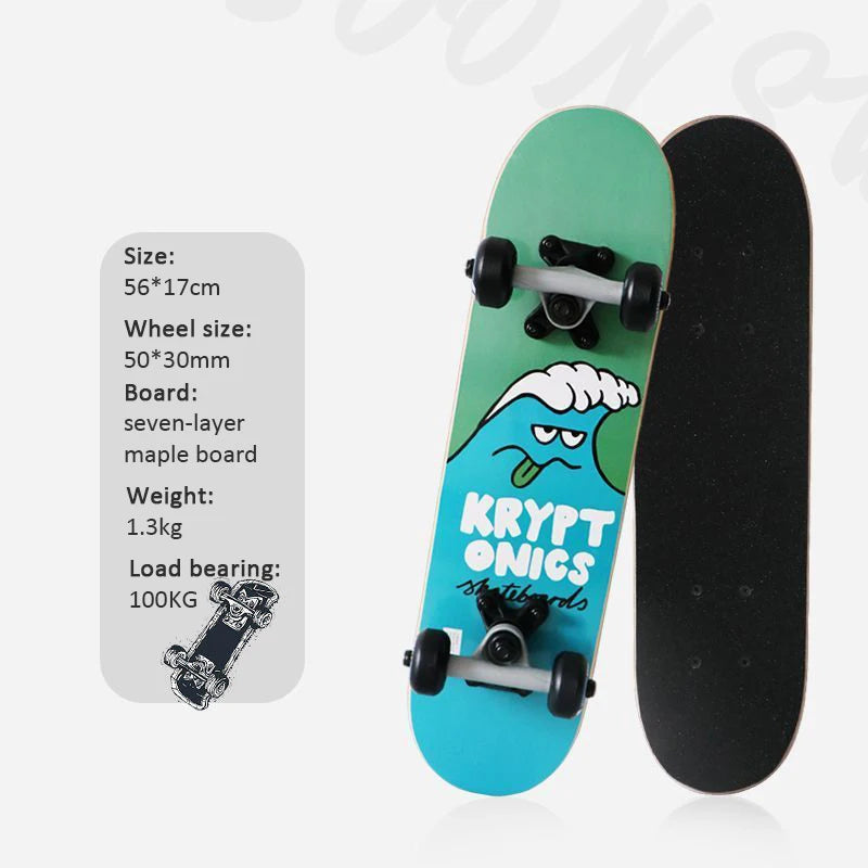 56cm Mini Skateboard Portable Maple Longboard Cartoon Wear-resistant Children Beginner Skateboard Scooter Toy Teenager Gift