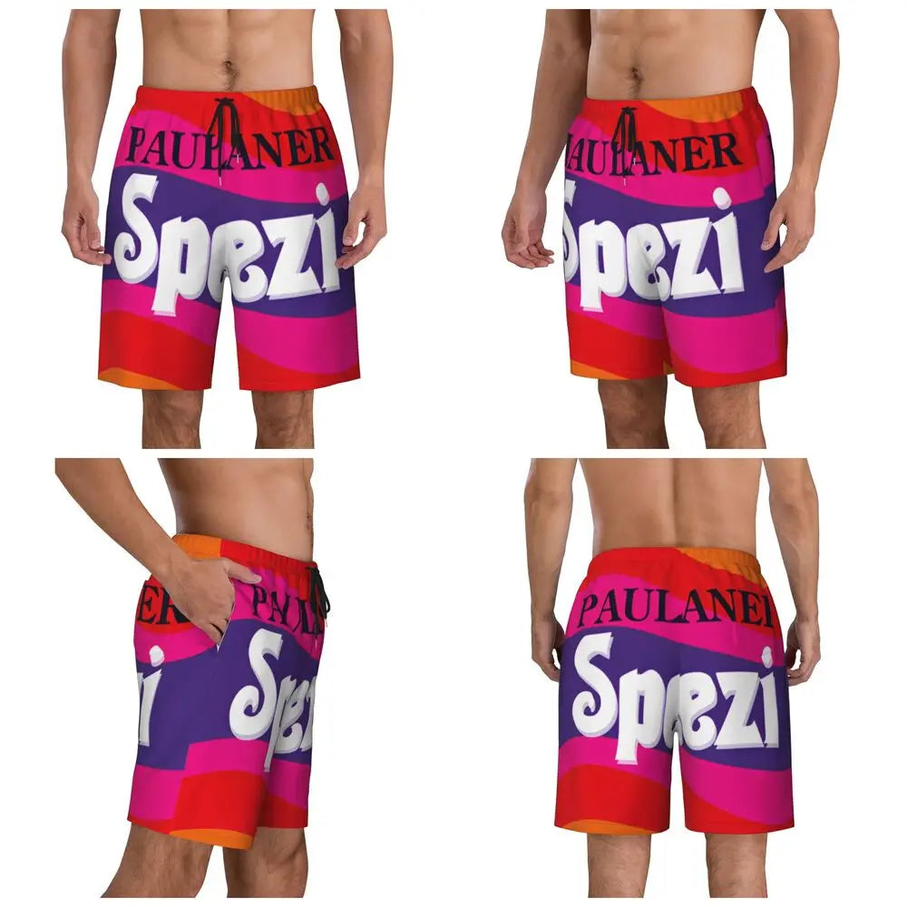 Male Board Shorts Paulaner Spezi Casual Beach Trunks Germany Soda Drink Sports Fitness High Quality Plus Size Beach Short Pants