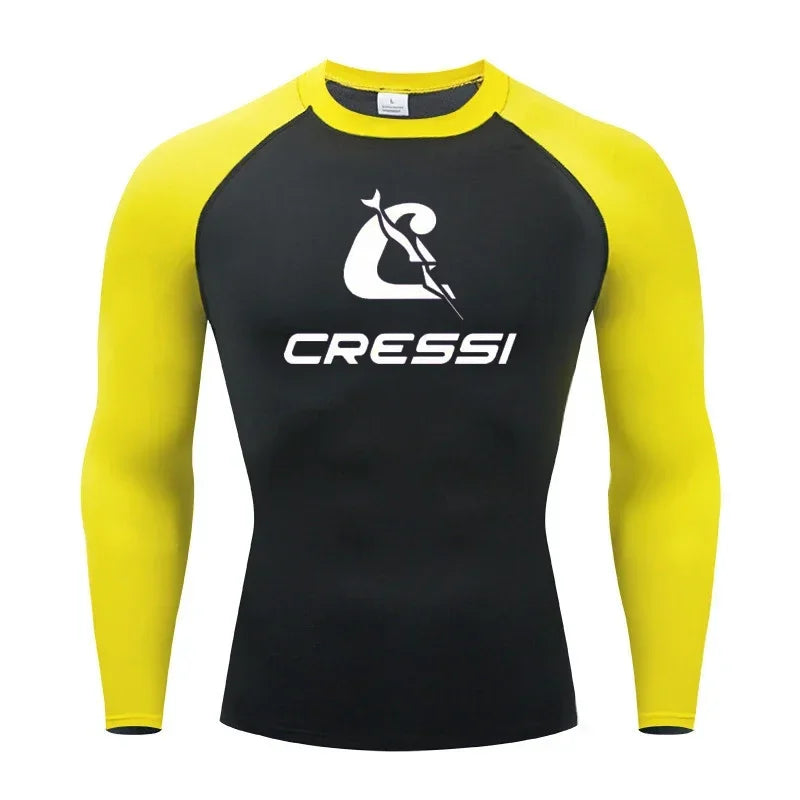 Men Surf Sunscreen Diving Suit Rash Protection t-Shirt Swimsuit Tight Short-Sleeved Swimming Floating UV Protection Diving Suit